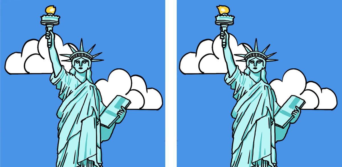 Spot The Difference Identify the changes in Statue of Liberty image